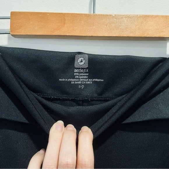 Aerie Y2K Foldover Black Yoga Wide Leg Cropped Capri Lounge Leggings Pants - Picture 4 of 5